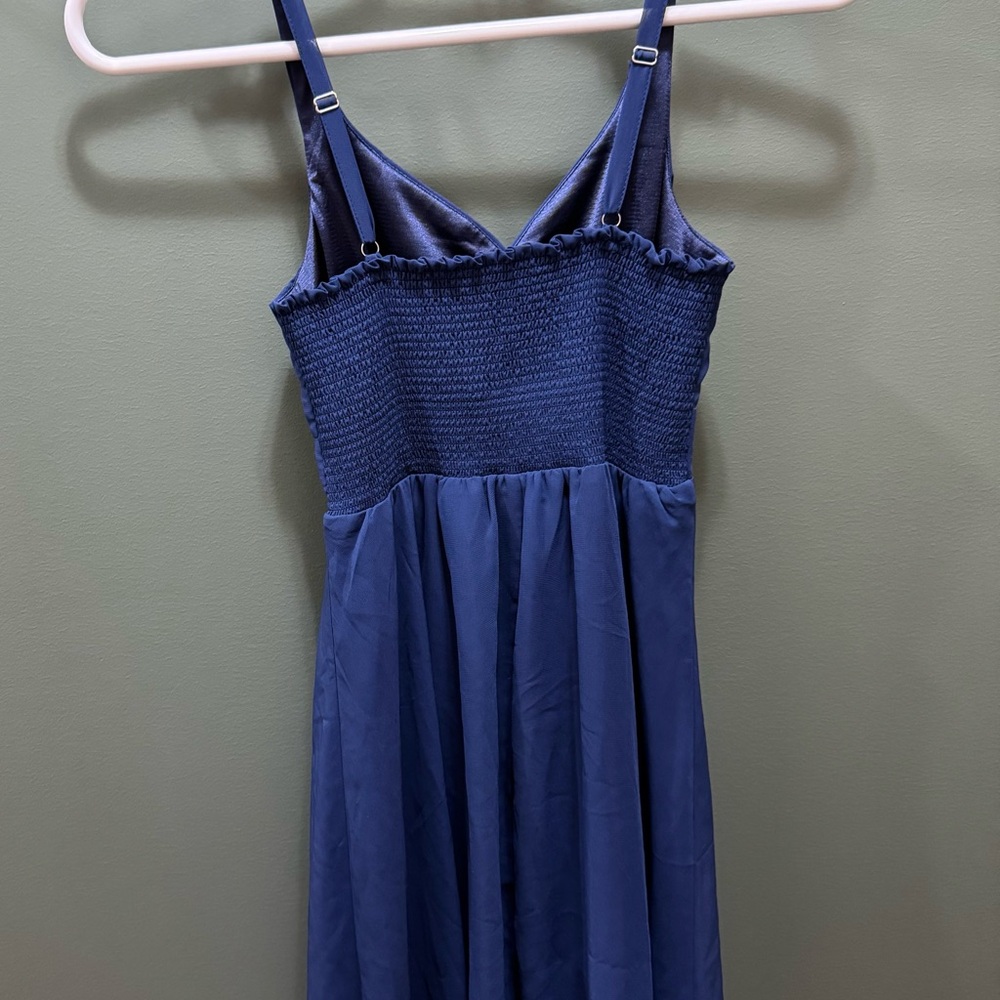 Elegant Strapless Navy Dress - Picture 2 of 6
